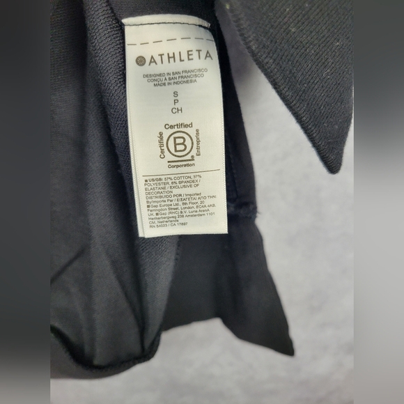 ATHLETA Retroterry V-Neck Sweatshirt Tee Sweater Vest Ivory In Black Size SP - Picture 15 of 15